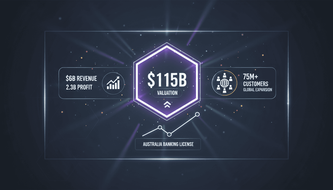 Revolut logo with financial growth graphics