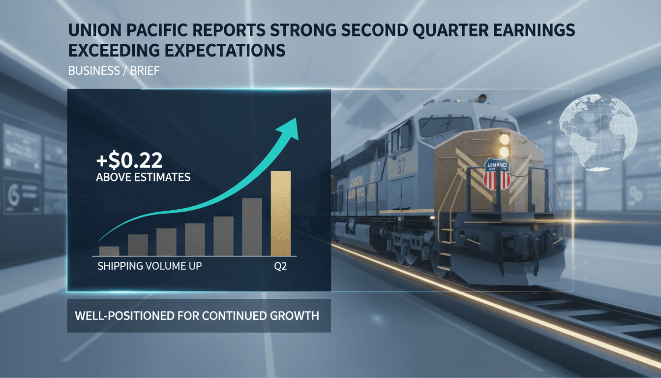Union Pacific train in motion, symbolizing growth and efficiency in the rail industry.