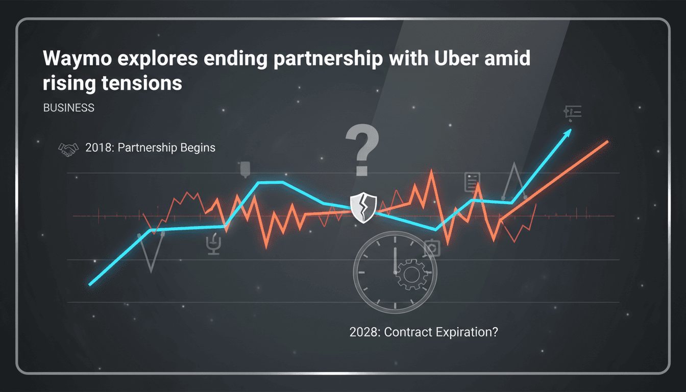 Waymo and Uber logos with a backdrop of autonomous vehicles