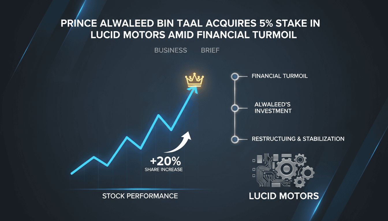 Prince Alwaleed bin Talal with Lucid Motors logo in the background.