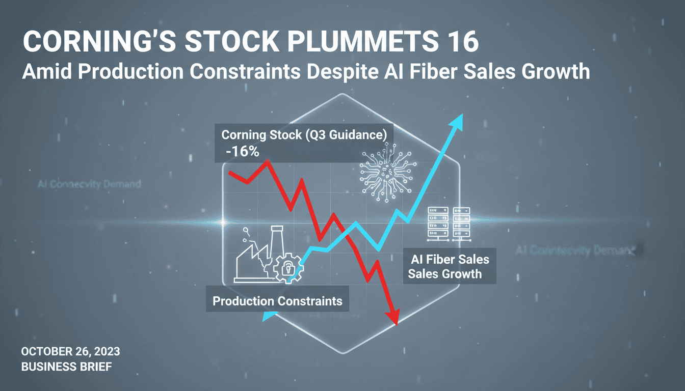 Corning's stock performance graph with AI fiber sales trends