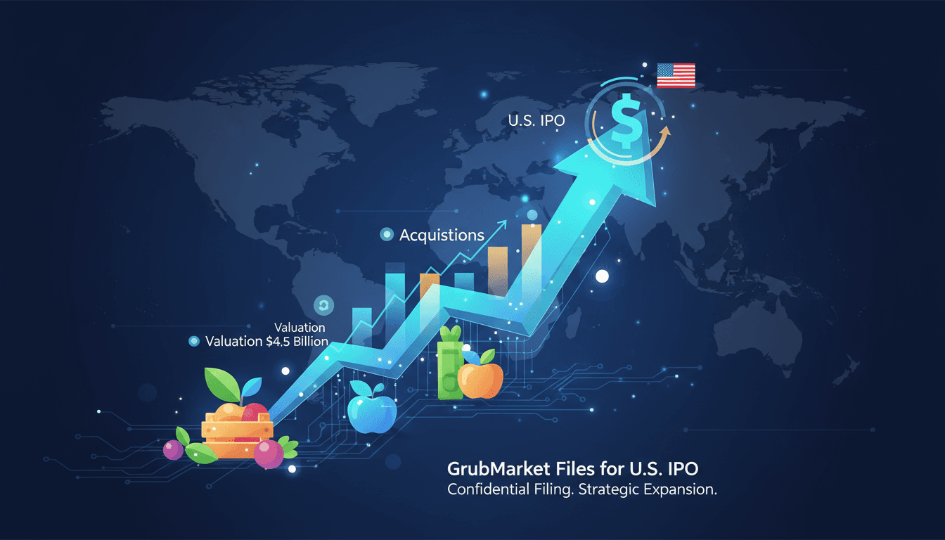 GrubMarket's growth and IPO strategy visual representation