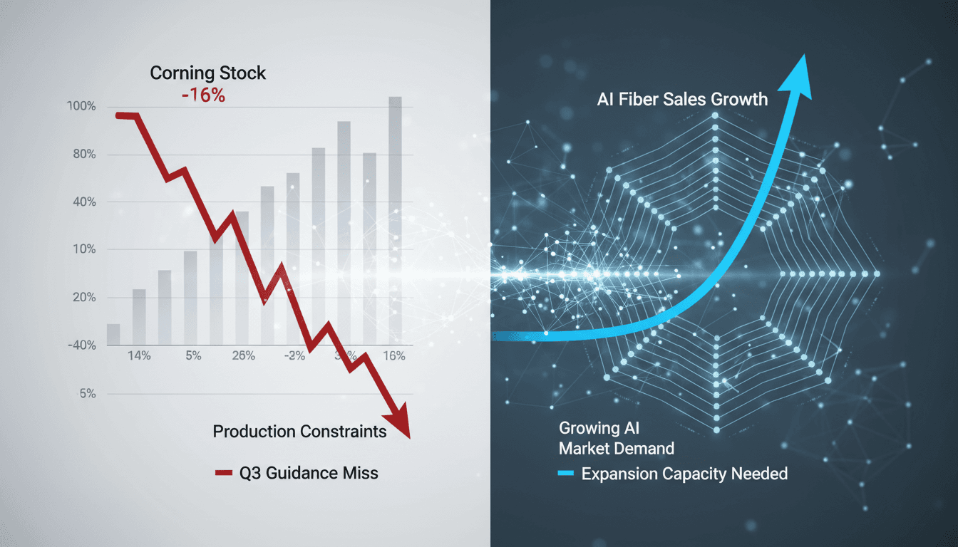 Corning's stock performance graph showing recent decline.