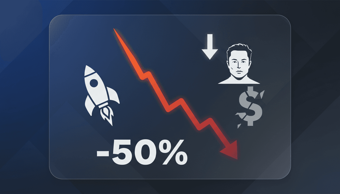 Graph showing SpaceX stock decline and Elon Musk's wealth changes