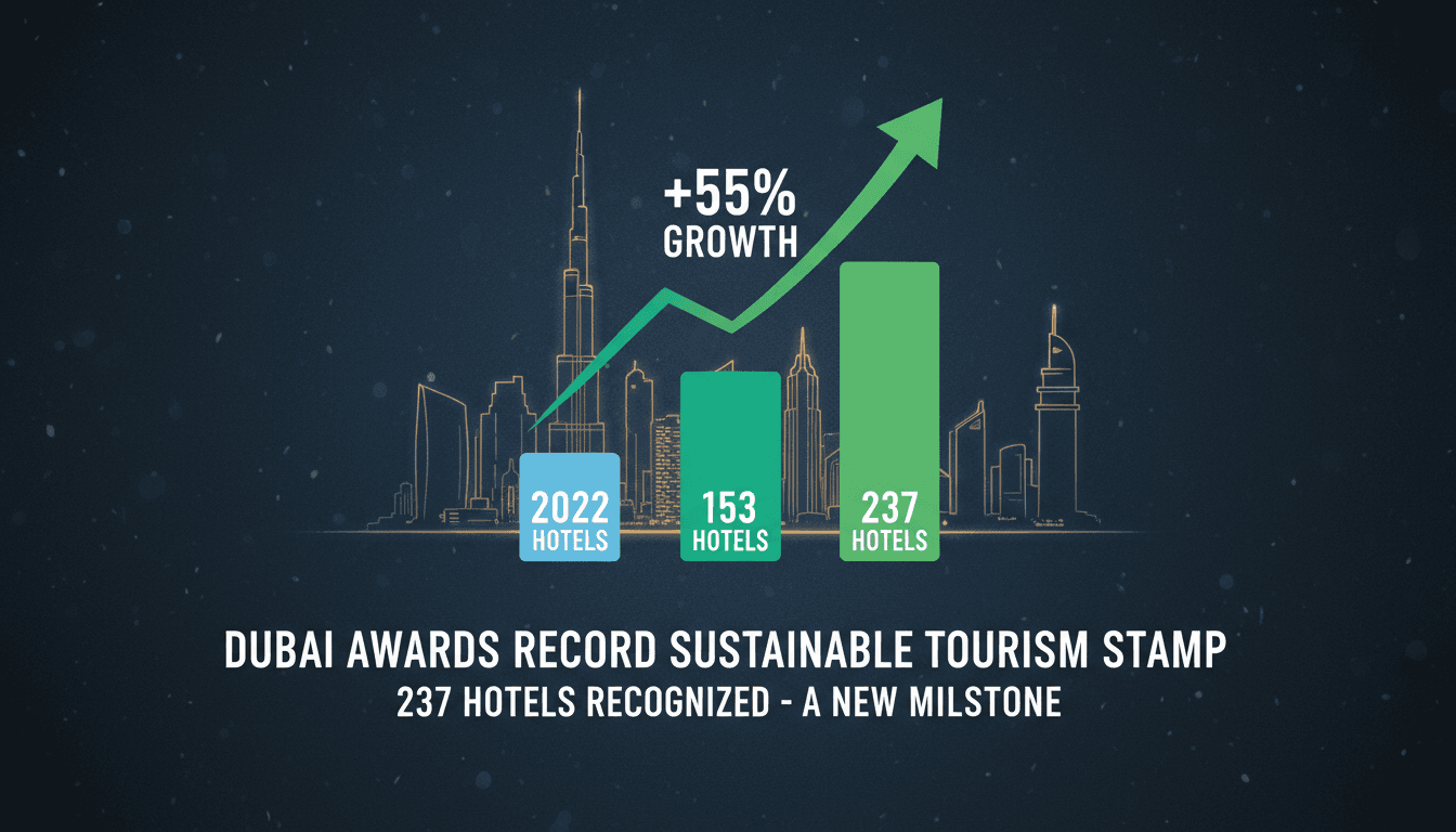 Dubai skyline with hotels recognized for sustainability efforts