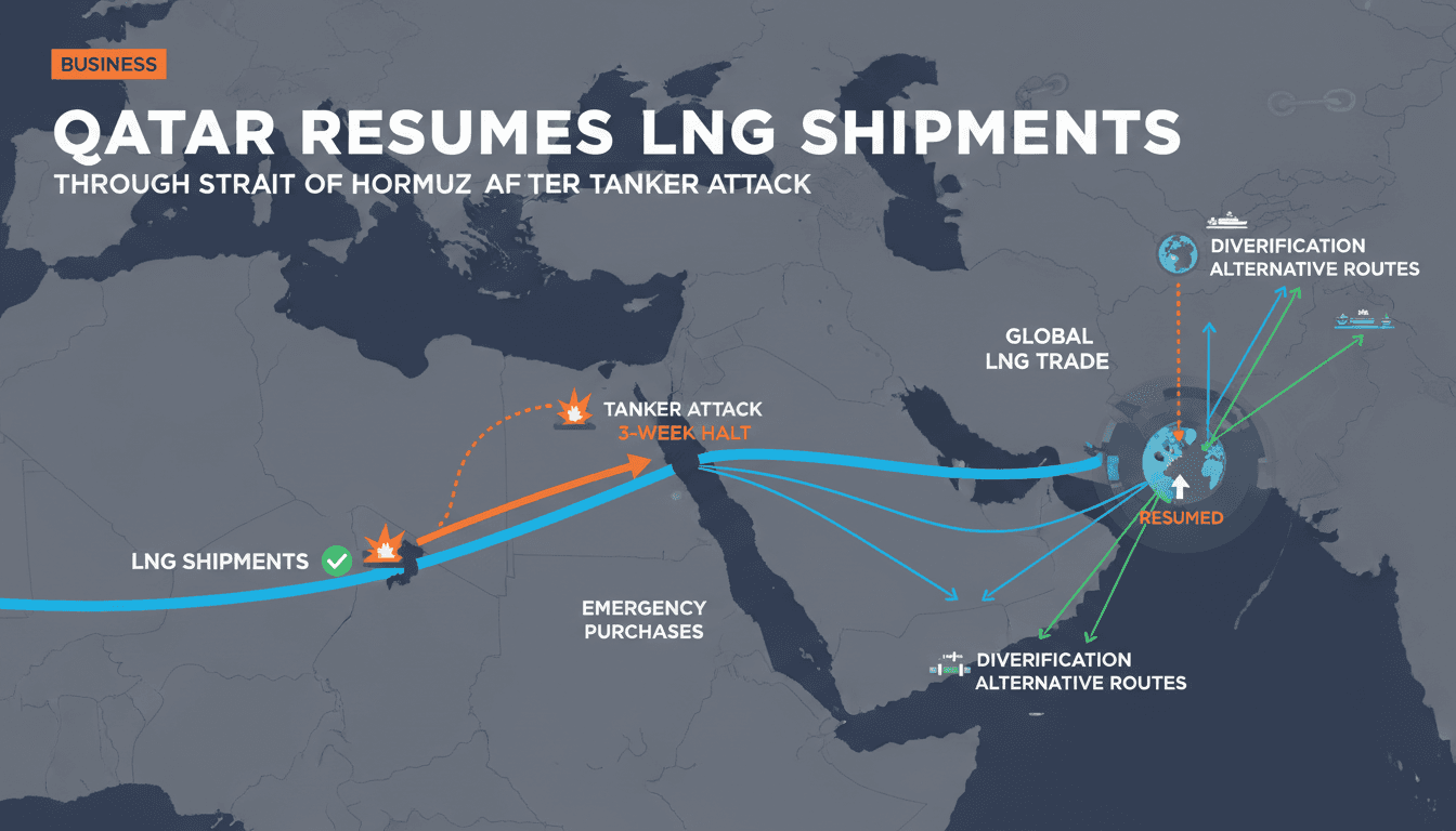 Qatar LNG tanker navigating the Strait of Hormuz after resuming shipments.
