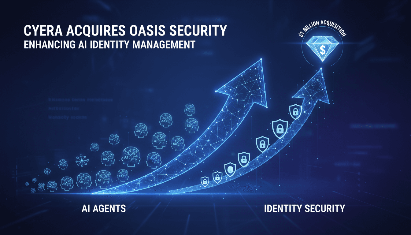 Cyera and Oasis Security logos with a digital security backdrop