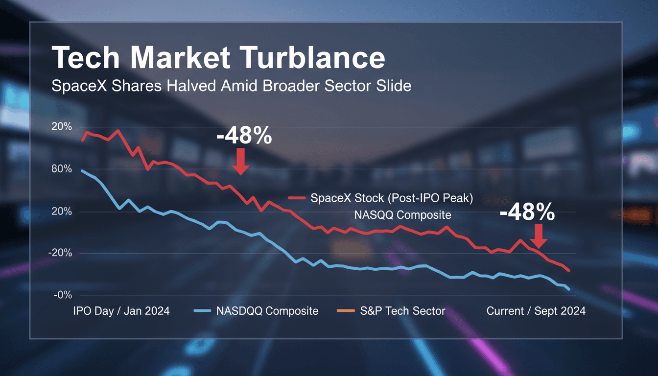 Graph showing SpaceX stock performance and market trends