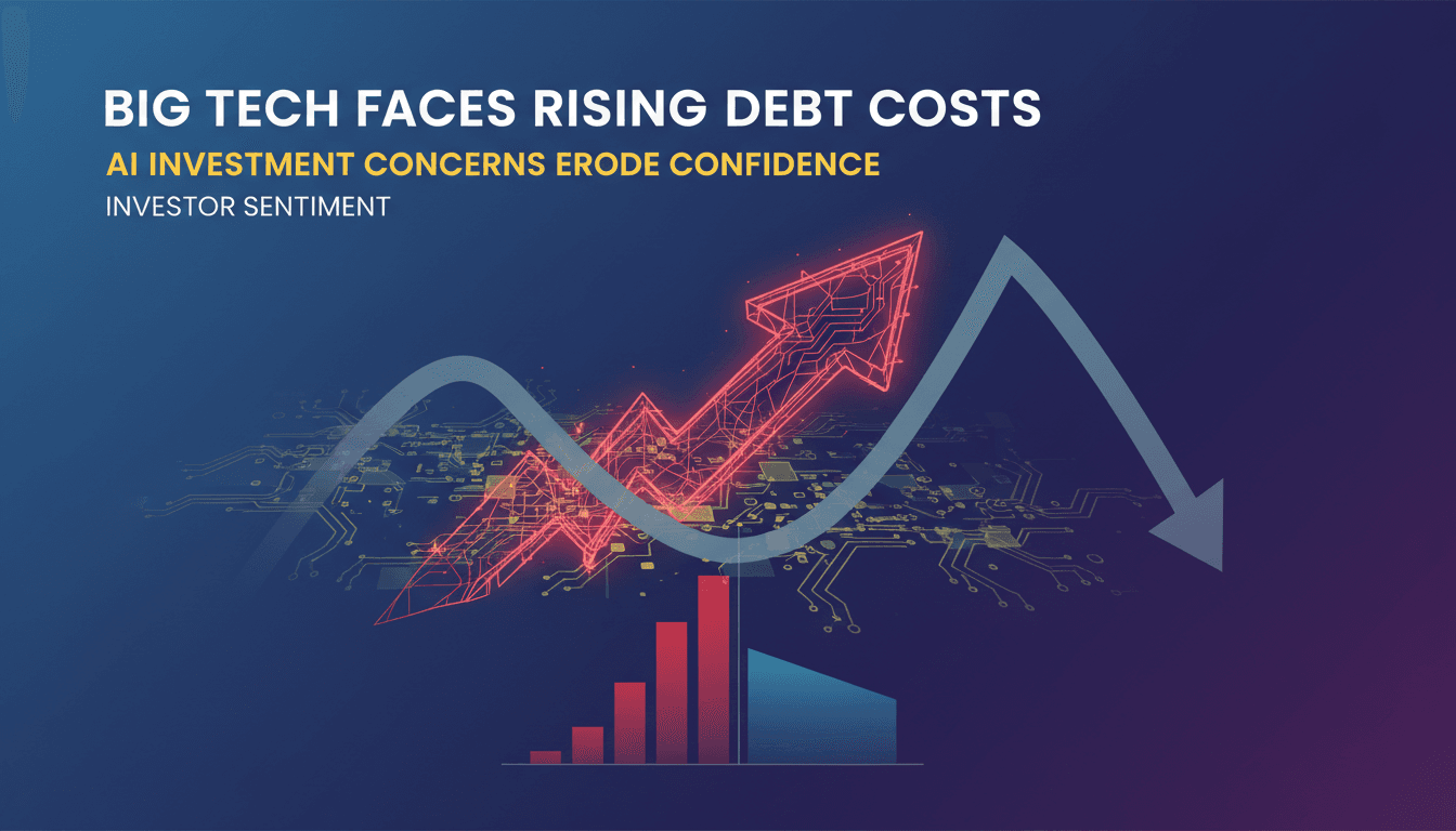 Graph showing rising debt costs and declining investor confidence in AI investments.