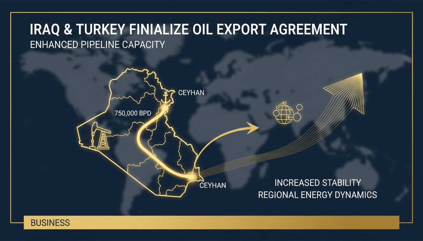 Map showing the Iraq-Turkey oil pipeline route to Ceyhan