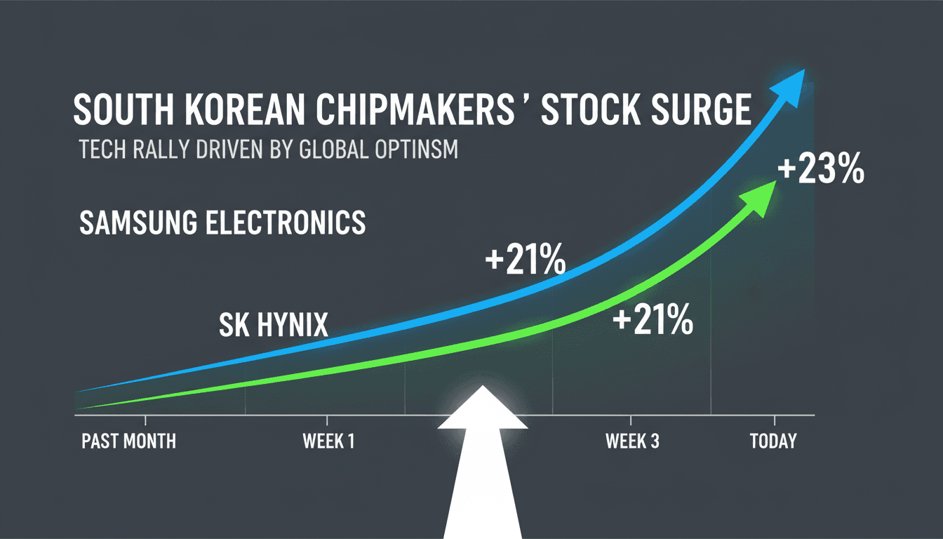 Stock price trends for SK Hynix and Samsung Electronics