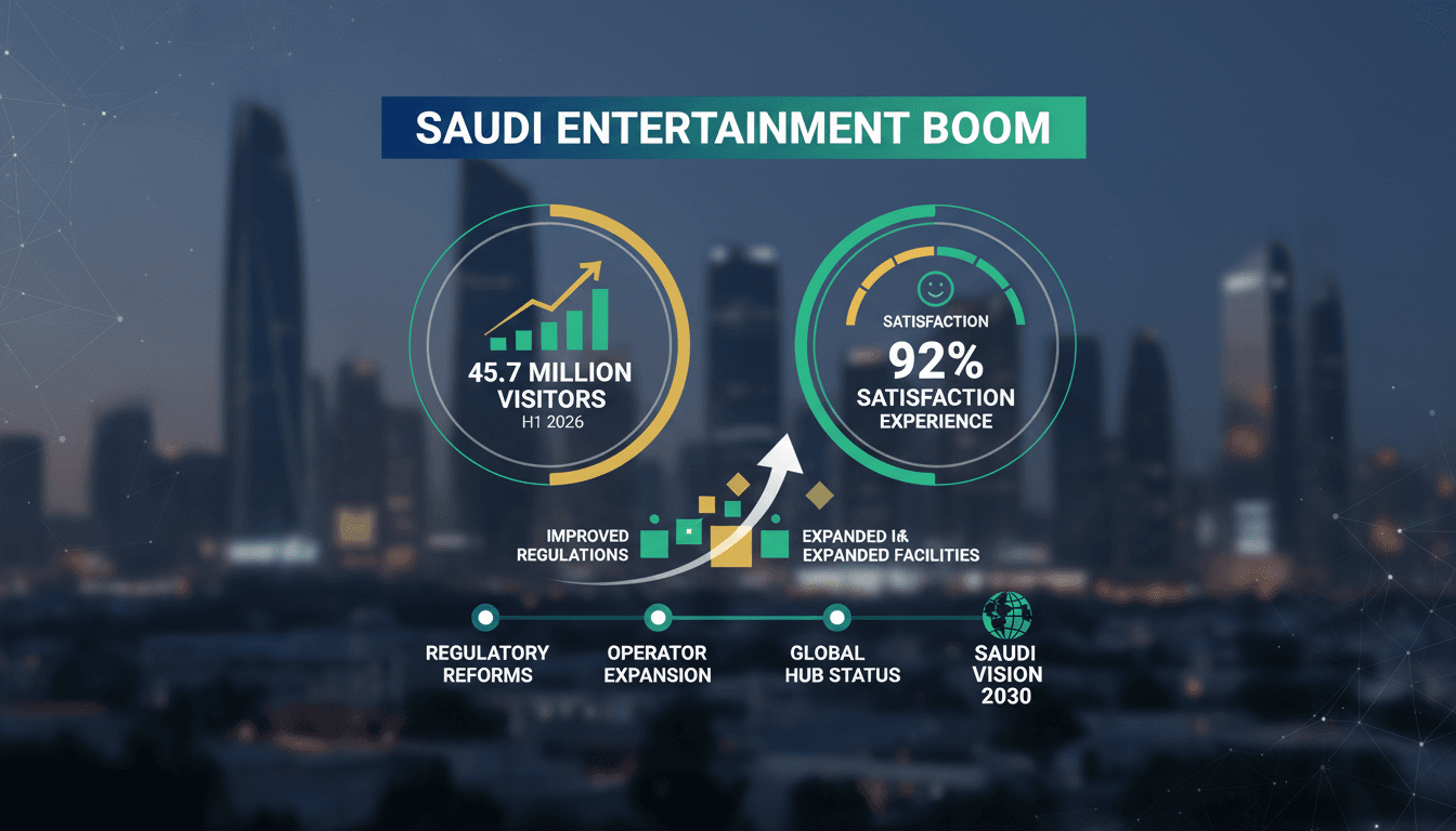 Infographic illustrating visitor growth in Saudi Arabia's entertainment sector