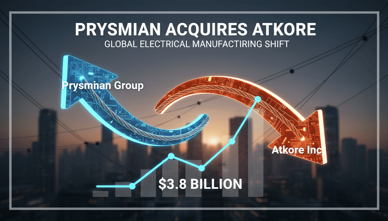 Prysmian Group and Atkore Inc. logos with a financial backdrop