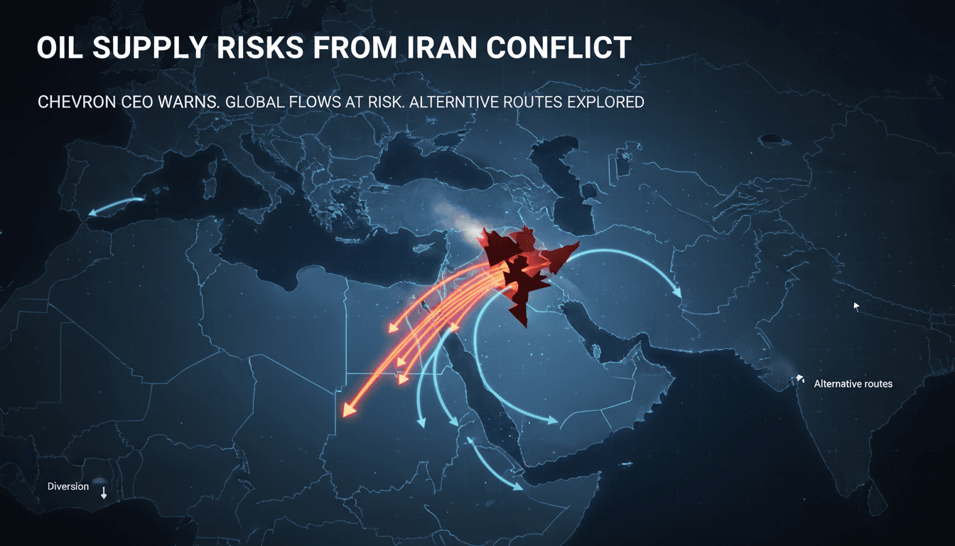 Chevron CEO Mike Wirth discusses oil supply risks due to Iran conflict.