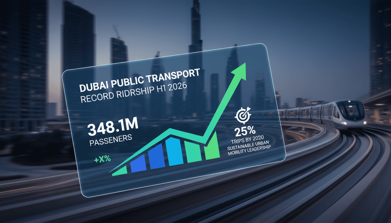 Dubai Metro and public transport systems showcasing record ridership.