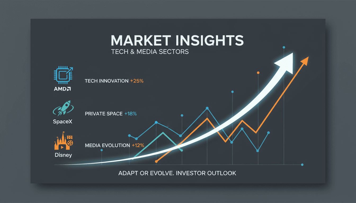 Analytical visual card showcasing trends in technology and media sectors.