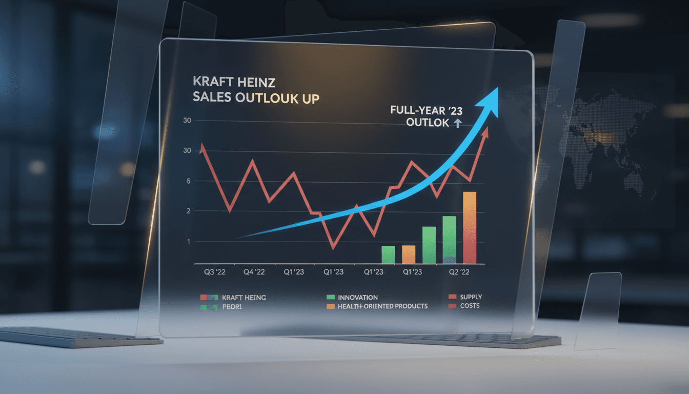 Kraft Heinz logo with a backdrop of financial growth charts