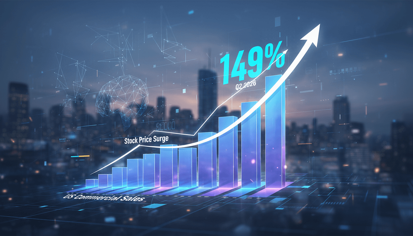 Palantir Technologies logo with a graph showing sales growth