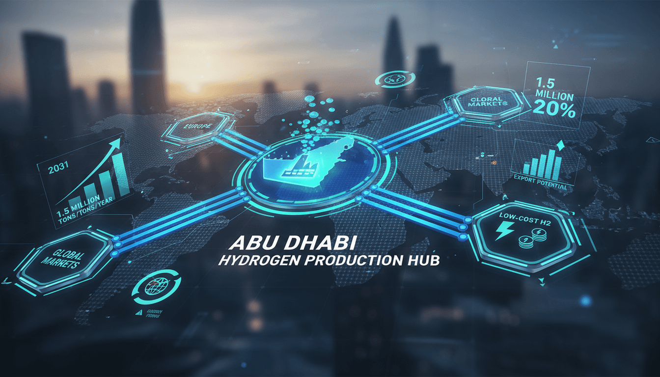 Infographic of Abu Dhabi's hydrogen production and export strategy