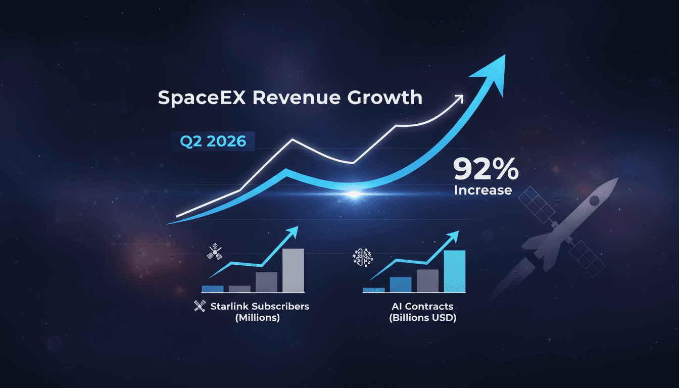 SpaceX rocket launch with financial growth graphics