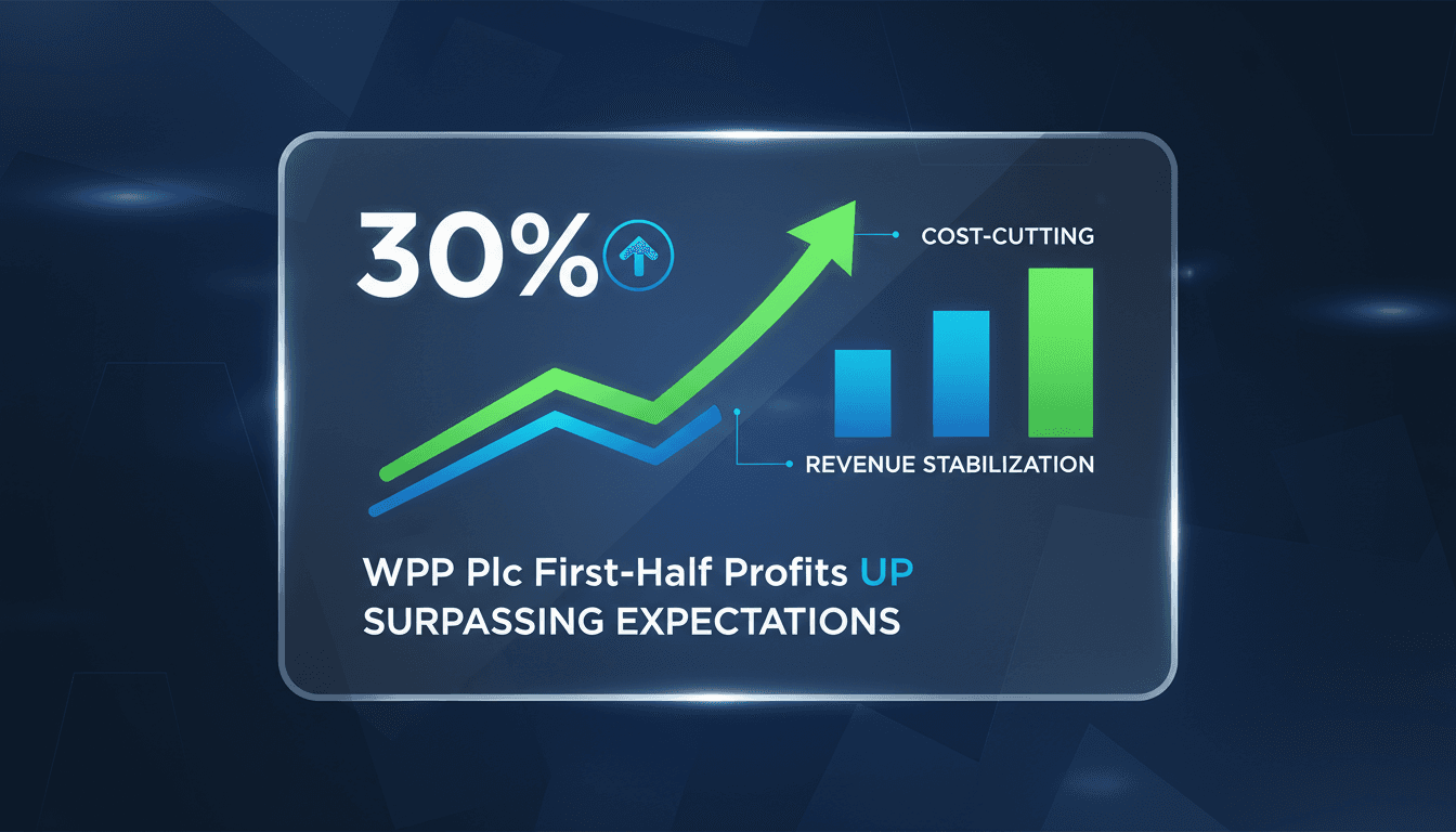 WPP Plc financial performance graph showing profit increase and stock surge.