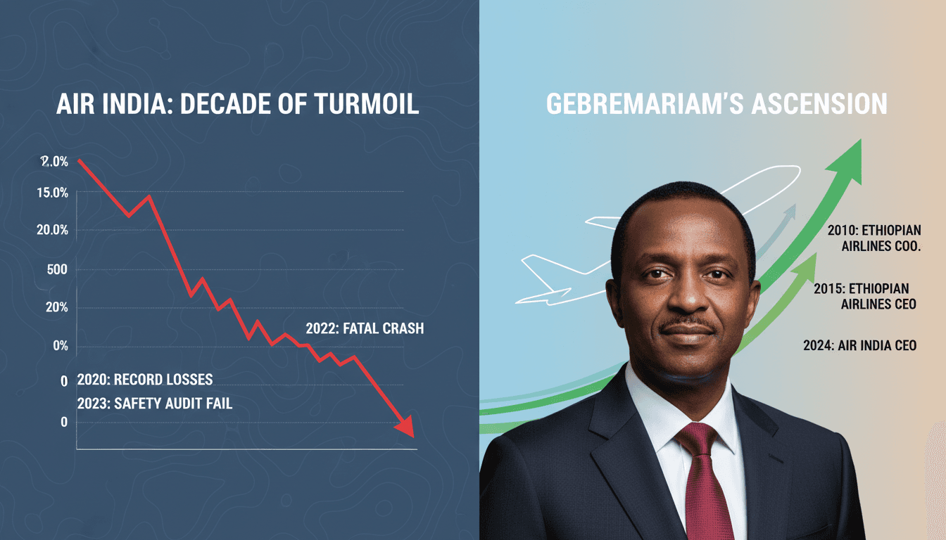 Tewolde Gebremariam, new CEO of Air India, addressing challenges in aviation safety and finance.