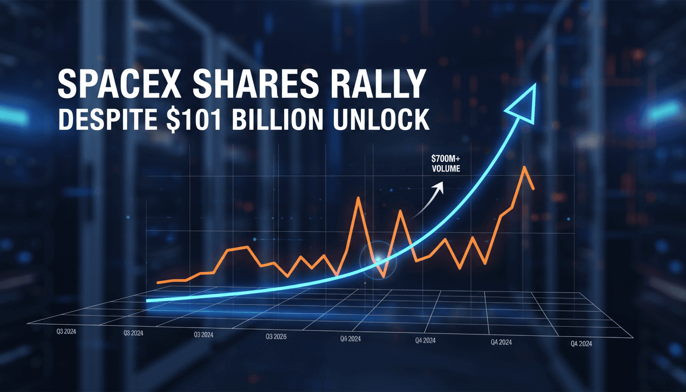 SpaceX stock performance chart following the share unlock event.