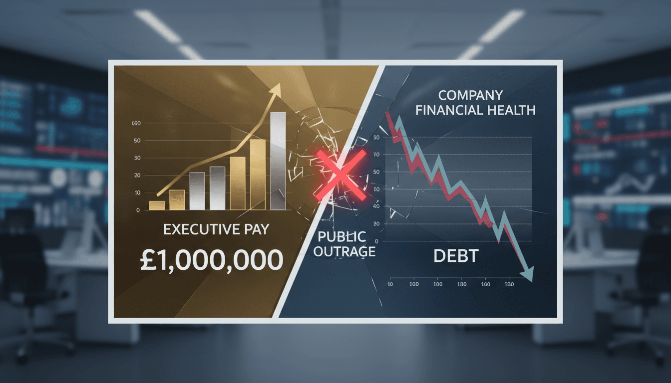 Thames Water logo with a backdrop of financial crisis imagery