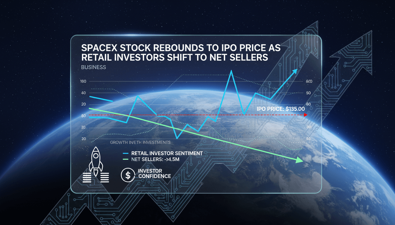 SpaceX stock performance chart showing recent trends and shifts in investor sentiment.