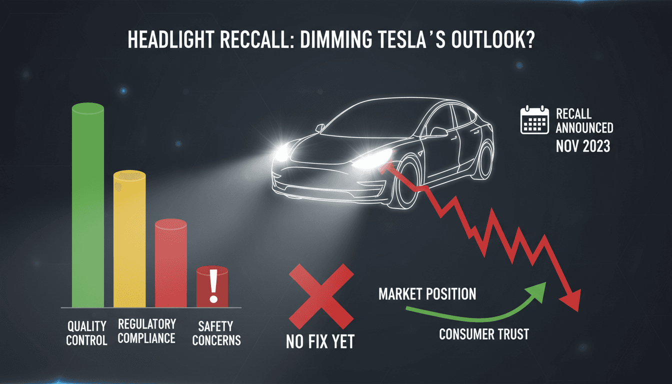 Tesla Model 3 and Model Y vehicles affected by the recall due to bright headlights.