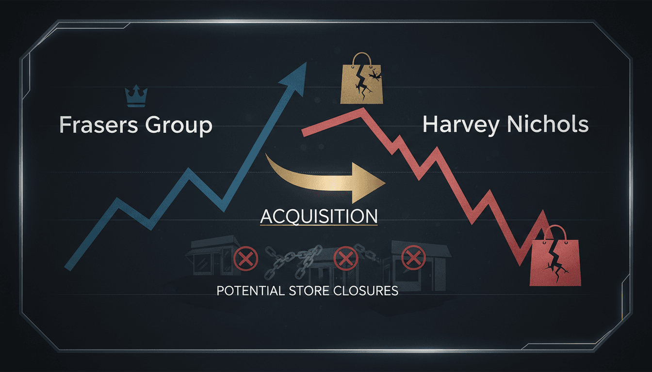 Frasers Group logo with Harvey Nichols storefront in the background