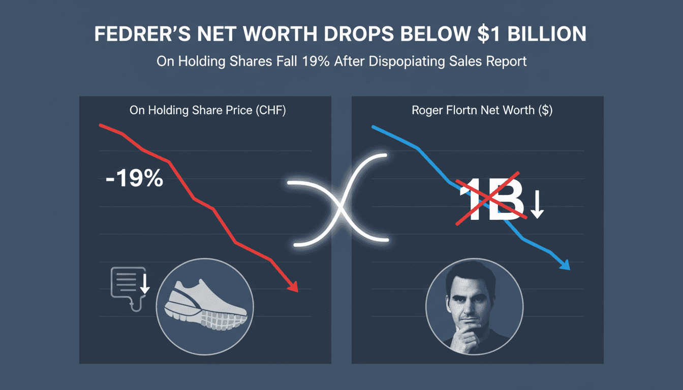 Roger Federer with On Holding sneakers, highlighting financial impact.