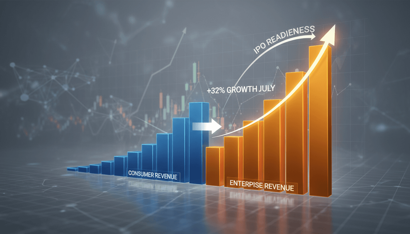 Graph showing OpenAI's revenue growth in enterprise vs consumer segments.