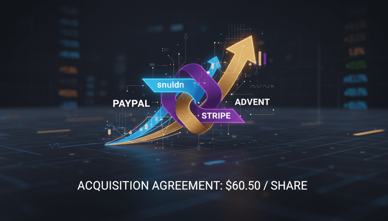 PayPal logo with financial graphs indicating market trends