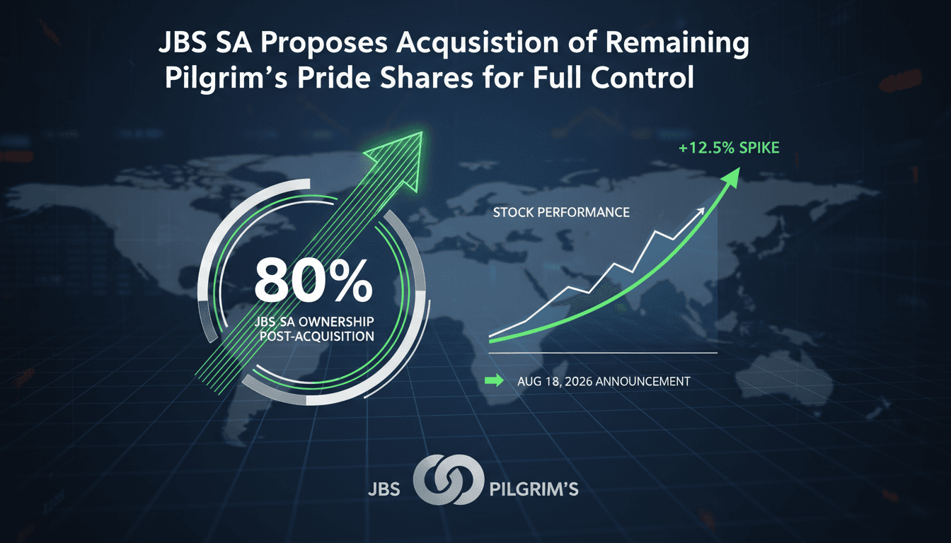 Infographic showing JBS's ownership stake and stock performance after the acquisition proposal.