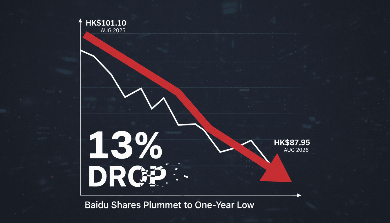 A graph depicting Baidu's stock price decline following Q2 2026 earnings report.