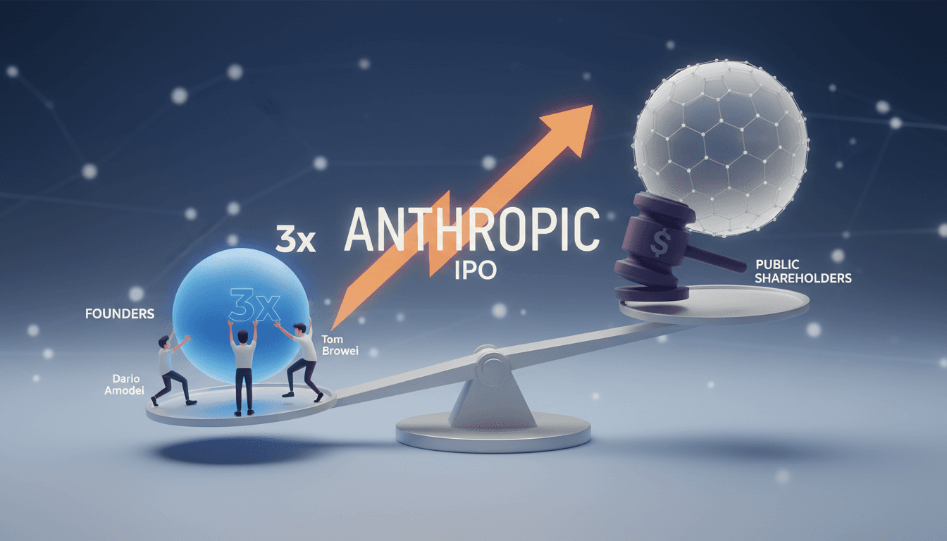 Infographic showing Anthropic's super-voting shares structure and its implications for investors and governance.