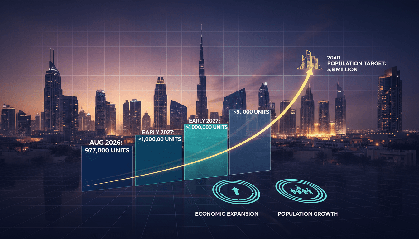 A visual representation of Dubai's residential housing growth, highlighting key statistics and future projections.