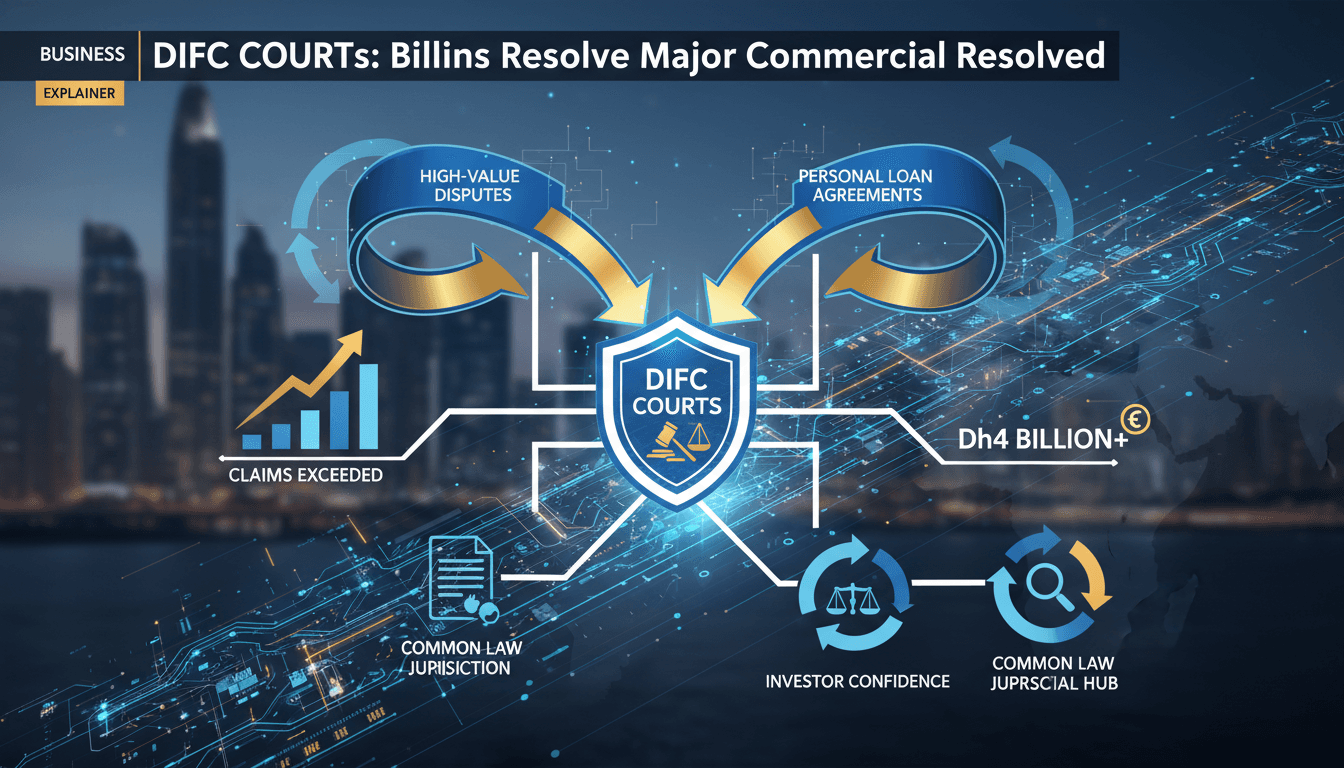 An infographic showing the impact of DIFC Courts' rulings on Dubai's financial ecosystem.