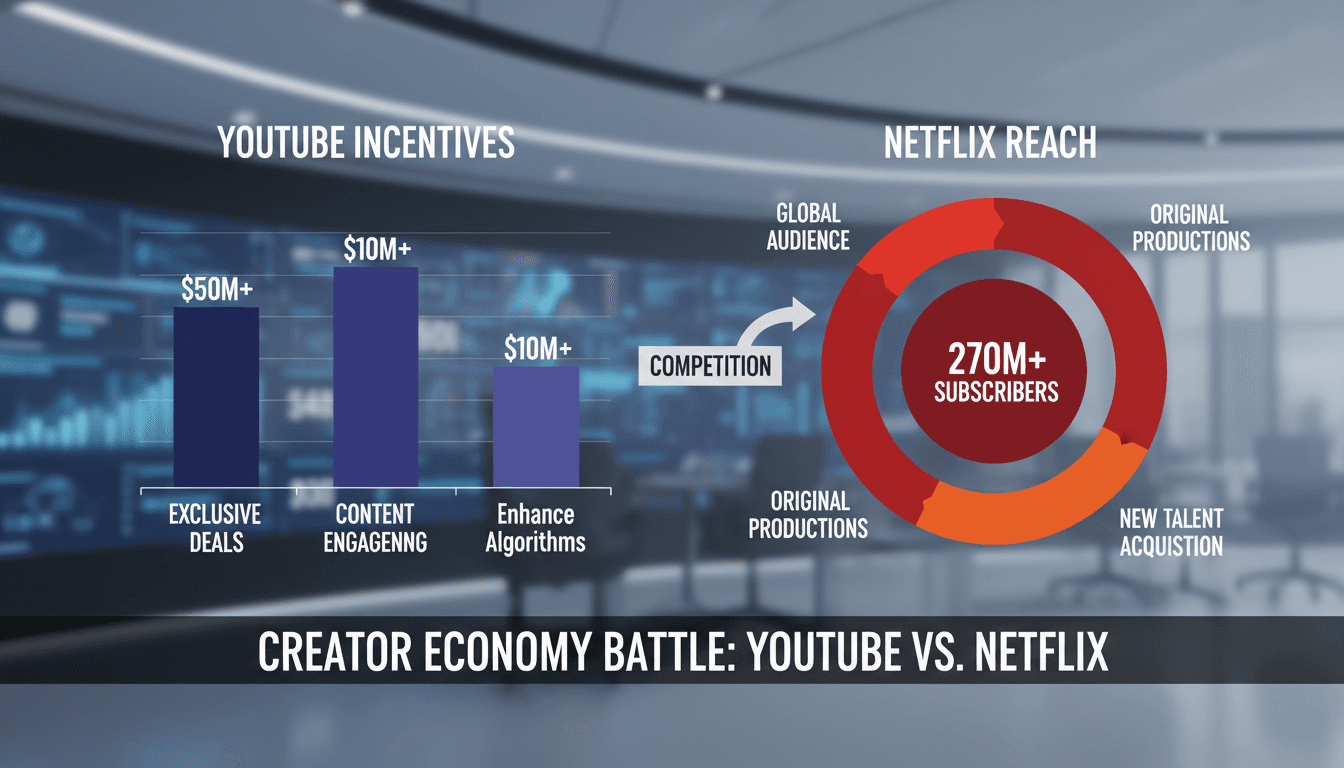 A visual representation of YouTube's financial incentives for creators compared to Netflix's subscriber reach.
