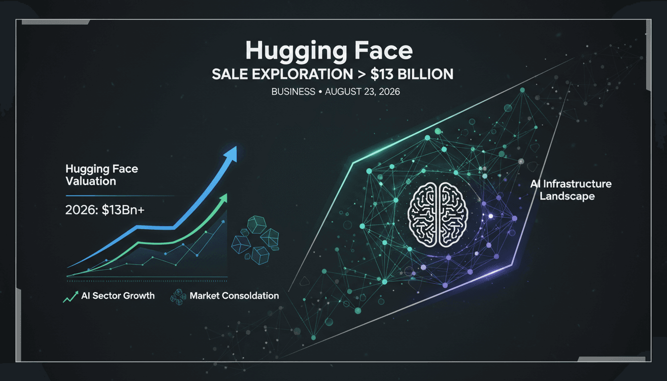Infographic showing Hugging Face's valuation growth and AI market trends.