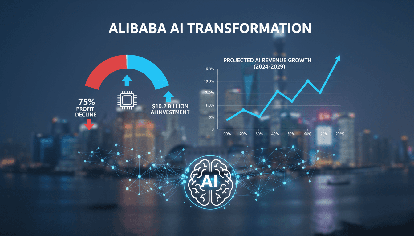 Infographic showing Alibaba's $10.2 billion AI investment and its impact on the tech landscape.
