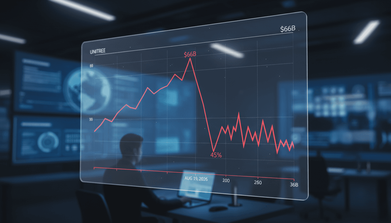 A chart showing the rise and fall of Unitree Robotics' stock price after its IPO.
