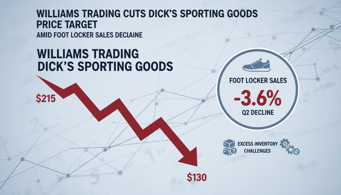 A stock market graph showing the decline in Dick's Sporting Goods stock price following Foot Locker's sales report.