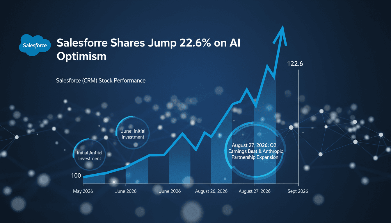 Salesforce's stock performance chart highlighting the impact of its AI partnership with Anthropic.