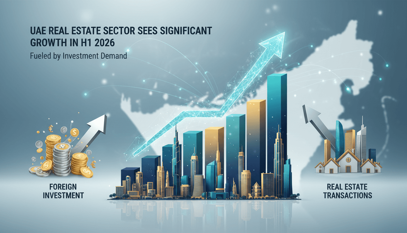 Infographic showing UAE real estate growth statistics and foreign investment trends in 2026.