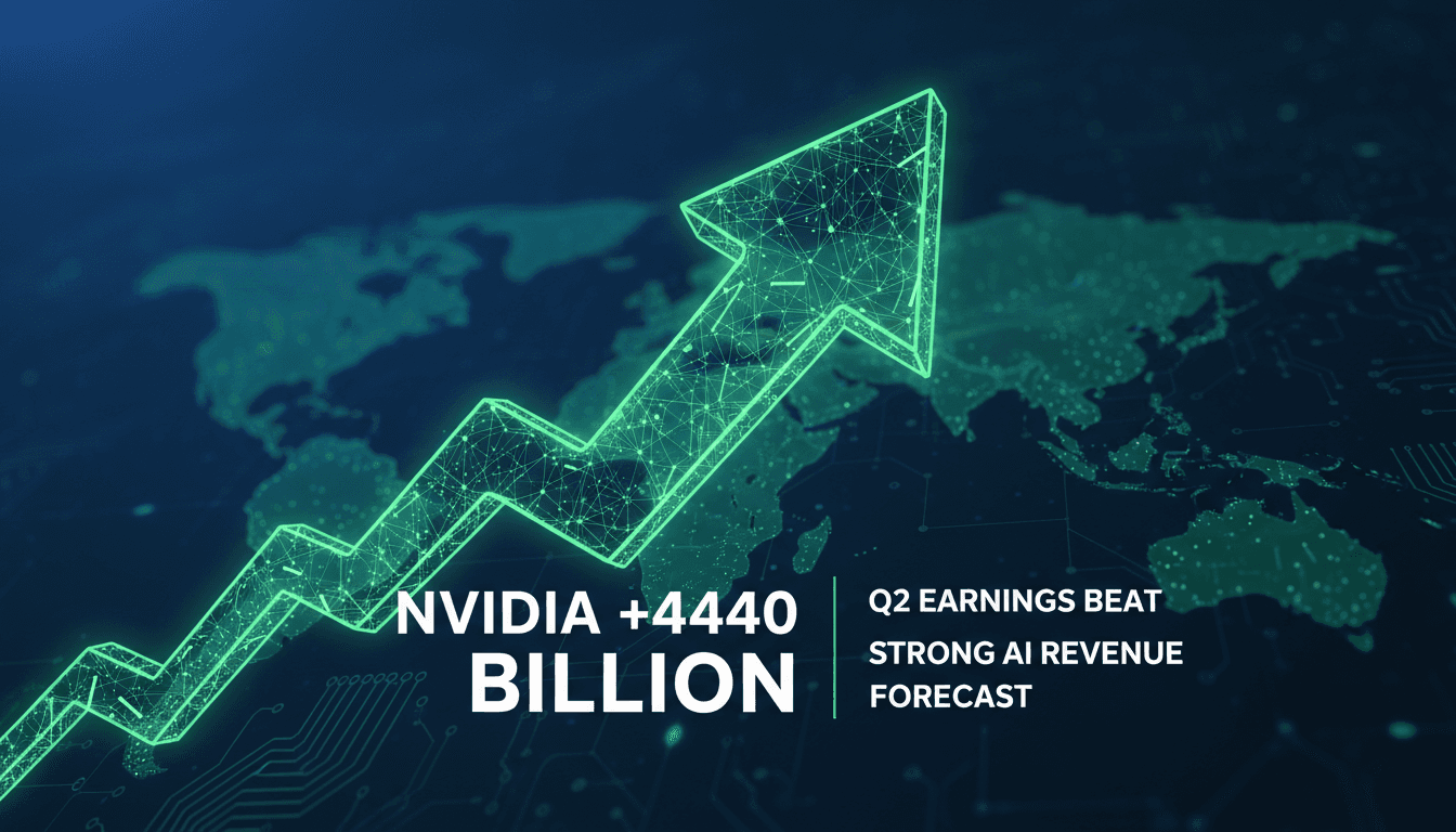 A graphic showing Nvidia's stock surge and AI revenue growth figures.