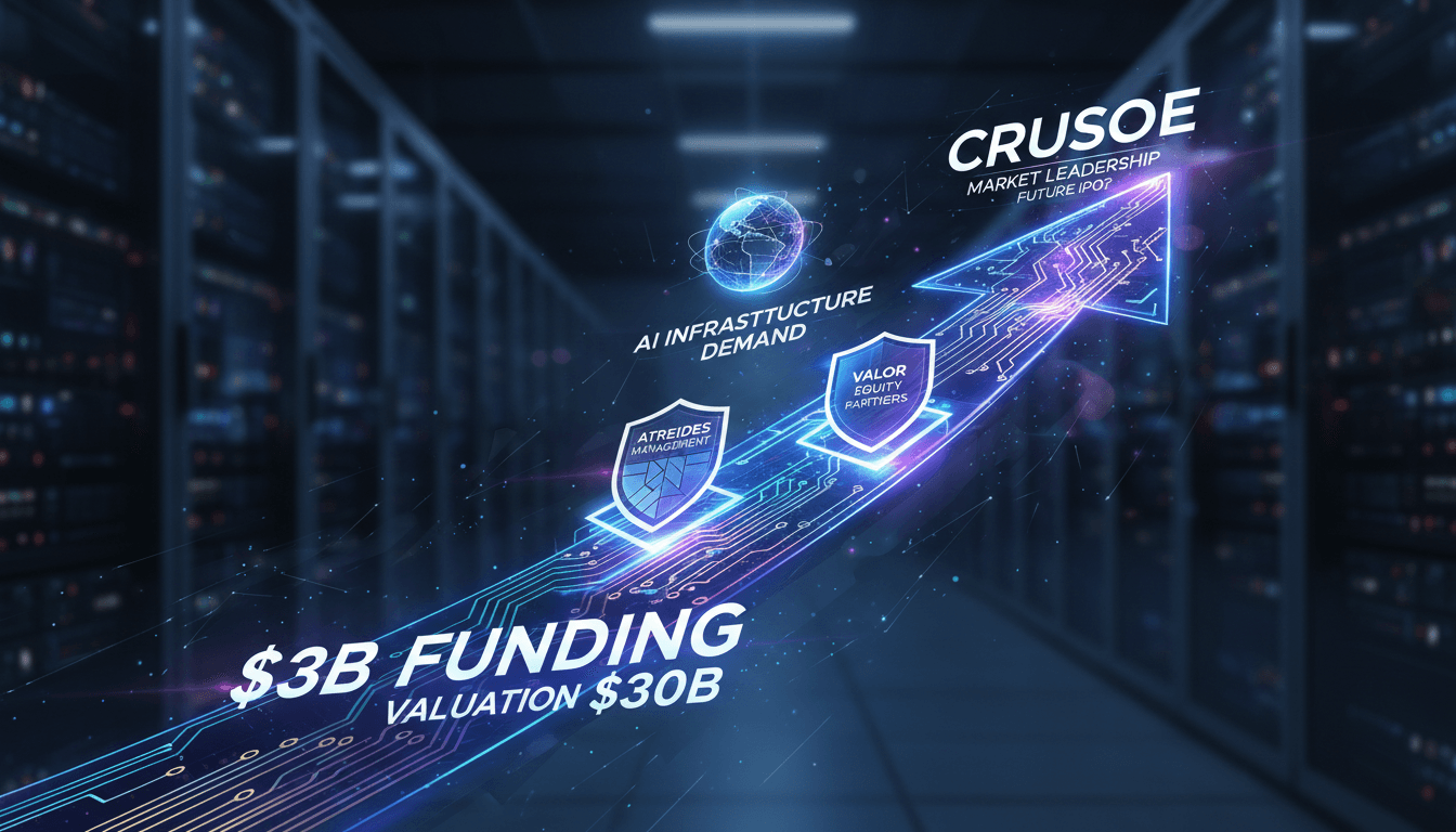Infographic showing Crusoe's funding growth and major investors in AI infrastructure.