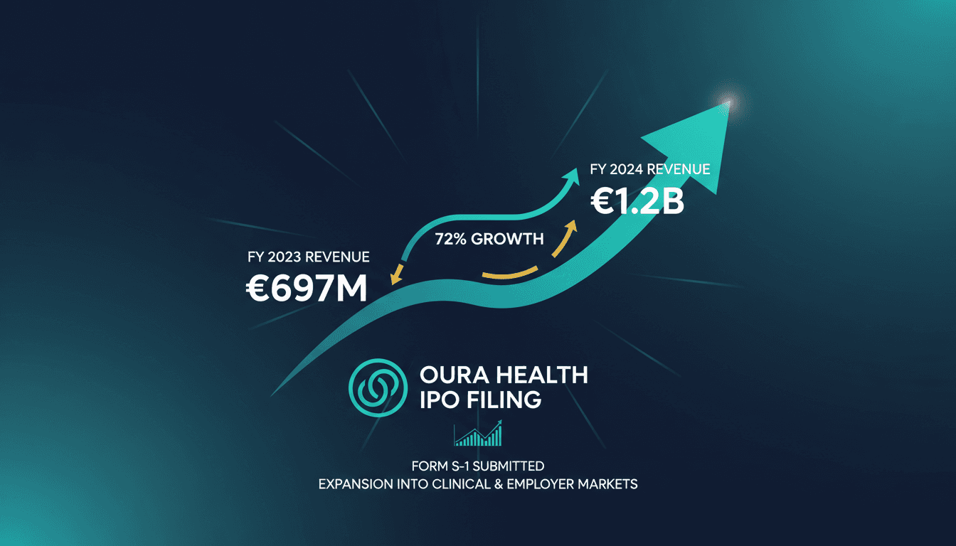 Infographic showing Oura Health's revenue growth and IPO details.
