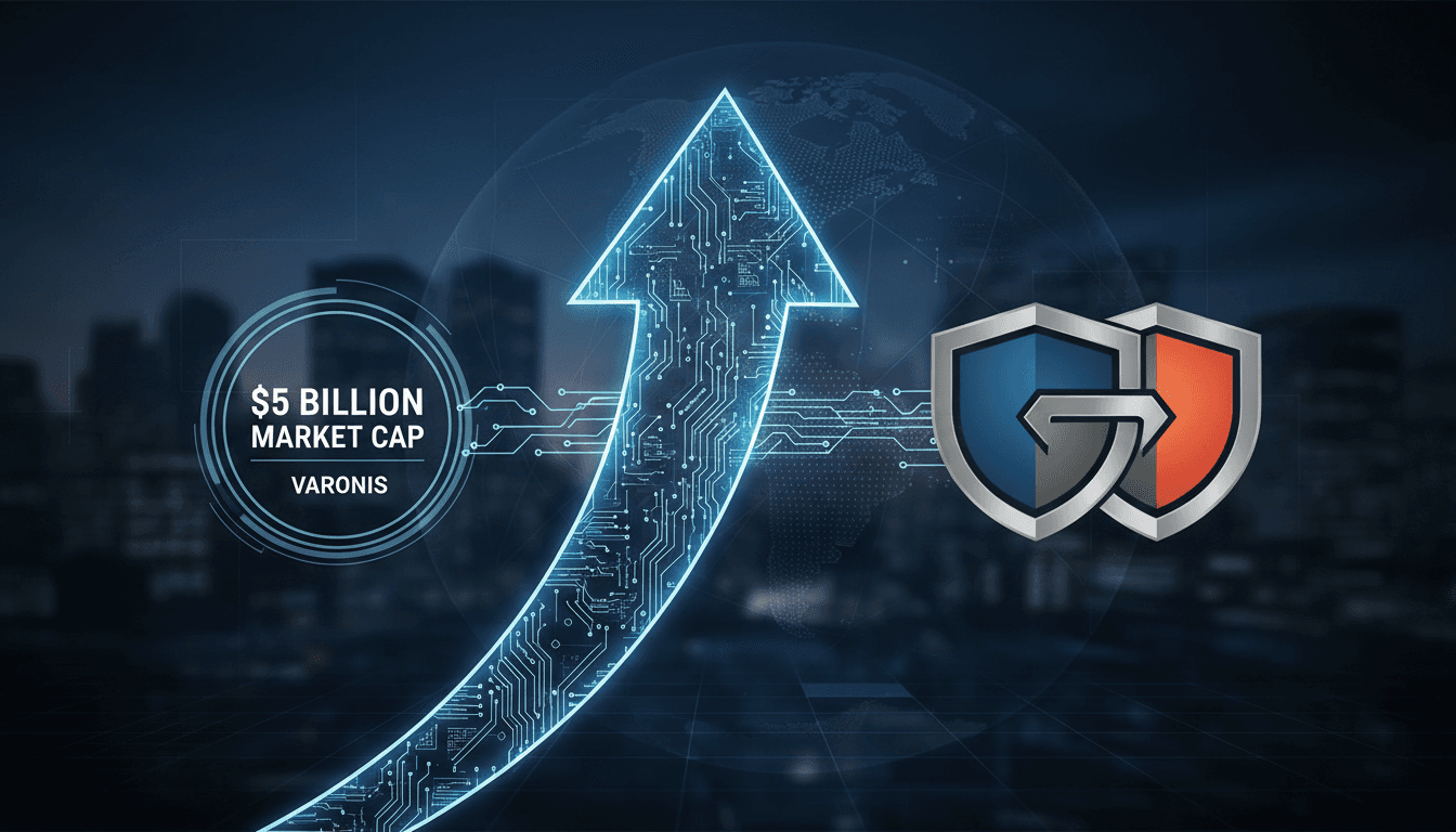 A graphic showing Proofpoint and Varonis logos with a $5 billion market cap highlight.